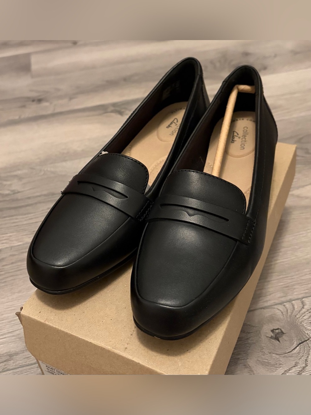 Clarks Black Leather Penny Loafers - Picture 3 of 8